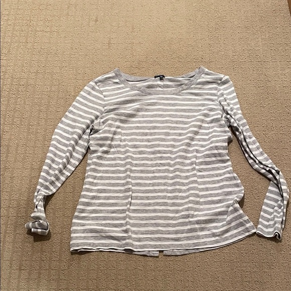 Splendid Tops - Splendid Light Gray and White Striped Long Sleeve Top
